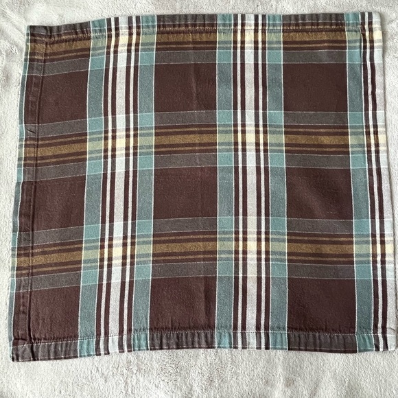 Pottery Barn Set of 5 Plaid 100% Cotton Napkins 20x20 Brown Blue Preppy Academia - Picture 2 of 7